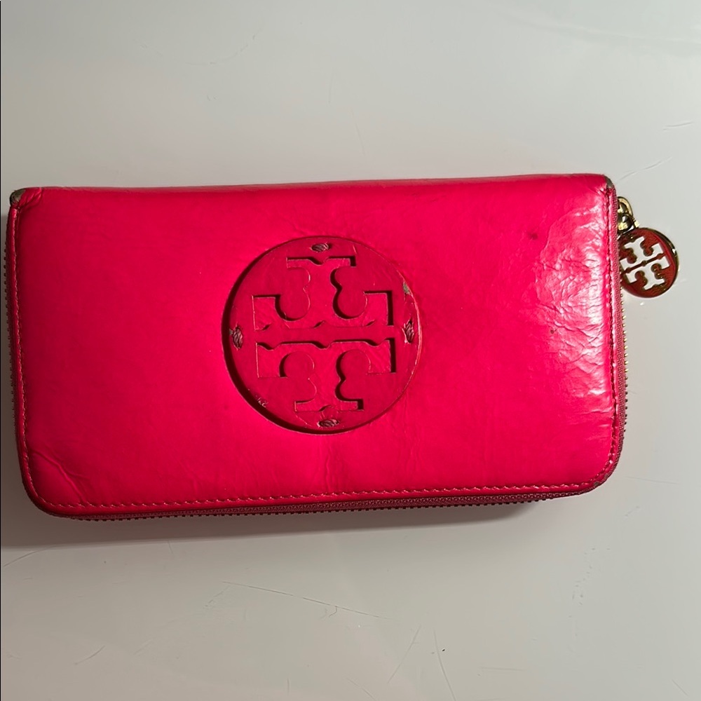 Tory Burch Fuchsia Zip-Around Wallet